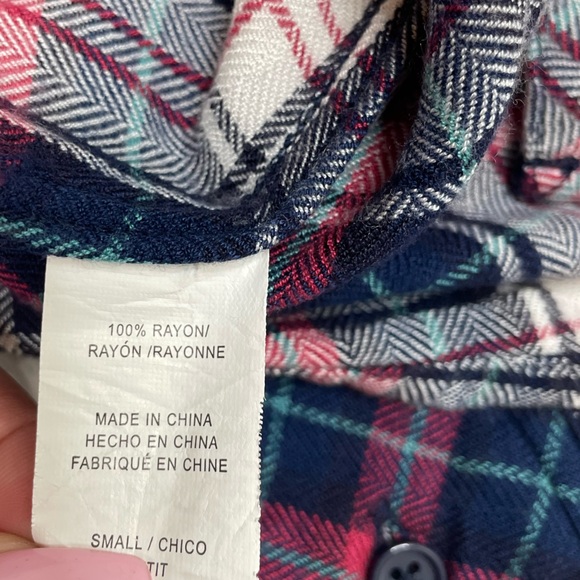 Rails Hunter Plaid Button Down Flannel Shirt Womens Size S Small Soft Rayon Cozy - Picture 6 of 8
